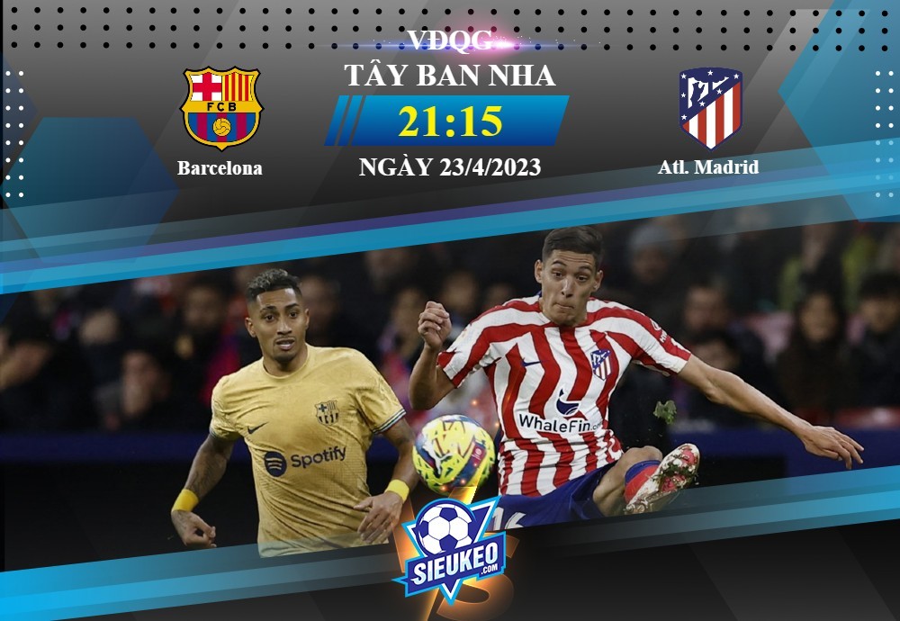 Soi kèo bóng đá Barcelona vs Atletico Madrid 21h15 ngày 23/04/2023: Bất phân thắng bại