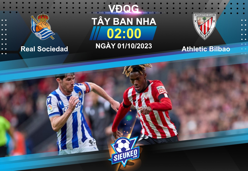 Soi kèo bóng đá Real Sociedad vs Athletic Bilbao 02h00 ngày 01/10/2023: Derby cân sức