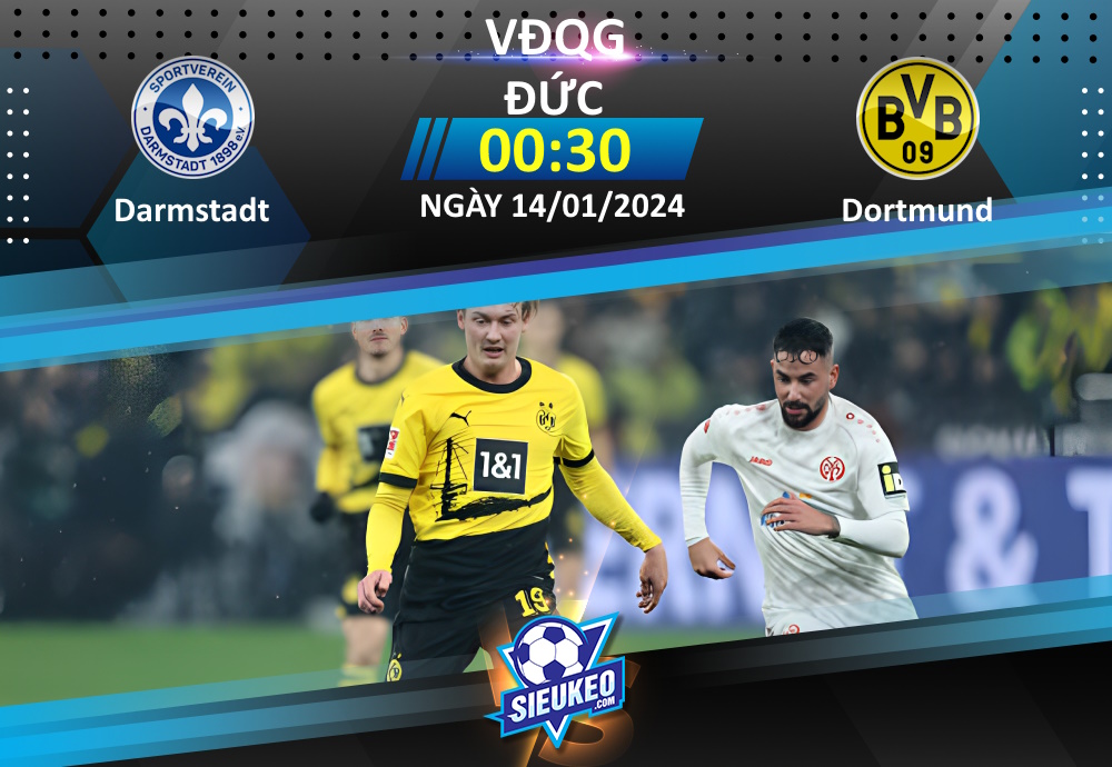 Soi kèo bóng đá Darmstadt vs Dortmund 00h30 ngày 14/01/2024: Tân binh thất thế