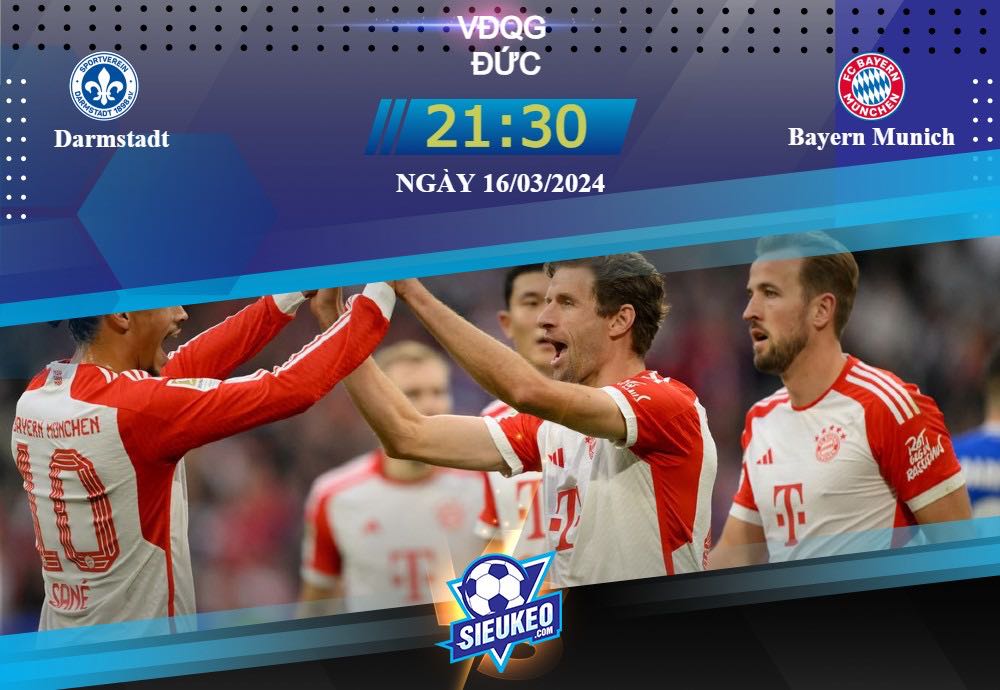 Soi kèo bóng đá Darmstadt vs Bayern Munich 21h30 ngày 16/03/2024: Hùm Xám thị uy