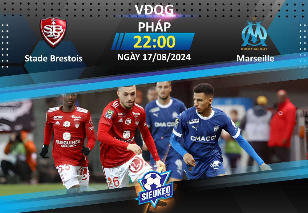 Soi kèo bóng đá Stade Brestois vs Marseille 22h00 ngày 17/08/2024: Khách lấy 3 điểm