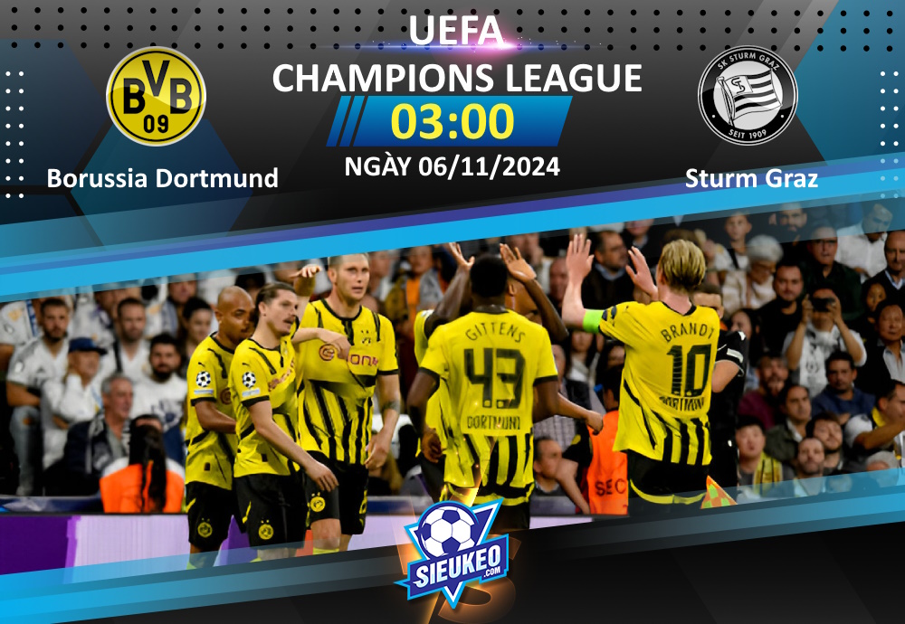 Soi kèo bóng đá Borussia Dortmund vs Sturm Graz 03h00 ngày 06/11/2024: Niềm tin kèo dưới