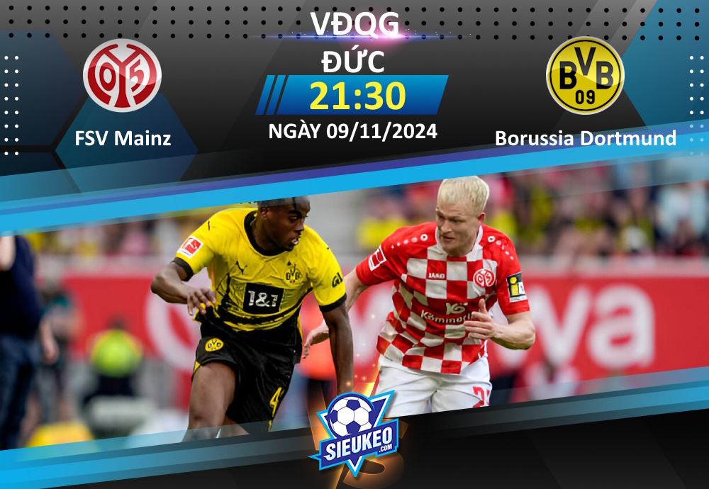 Soi kèo bóng đá FSV Mainz 05 vs Borussia Dortmund 21h30 ngày 09/11/2024: Chủ nhà gặp khó