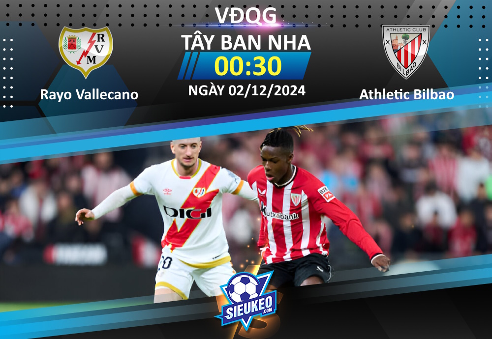 Soi kèo bóng đá Rayo Vallecano vs Athletic Bilbao 00h30 ngày 02/12/2024: Khách lấy 3 điểm