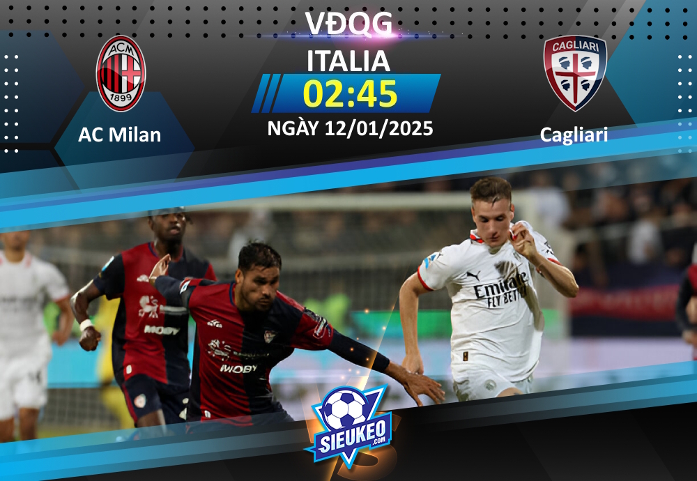 Soi kèo bóng đá AC Milan vs Cagliari 02h45 ngày 12/01/2025: Tiếp đà hưng phấn