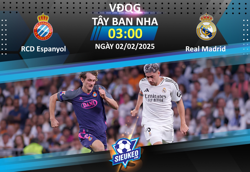 Soi kèo bóng đá RCD Espanyol vs Real Madrid 03h00 ngày 02/02/2025: Đối thủ ưa thích