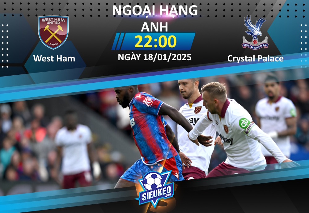 Soi kèo bóng đá West Ham vs Crystal Palace 22h00 ngày 18/01/2025: Đồng cân đồng lạng